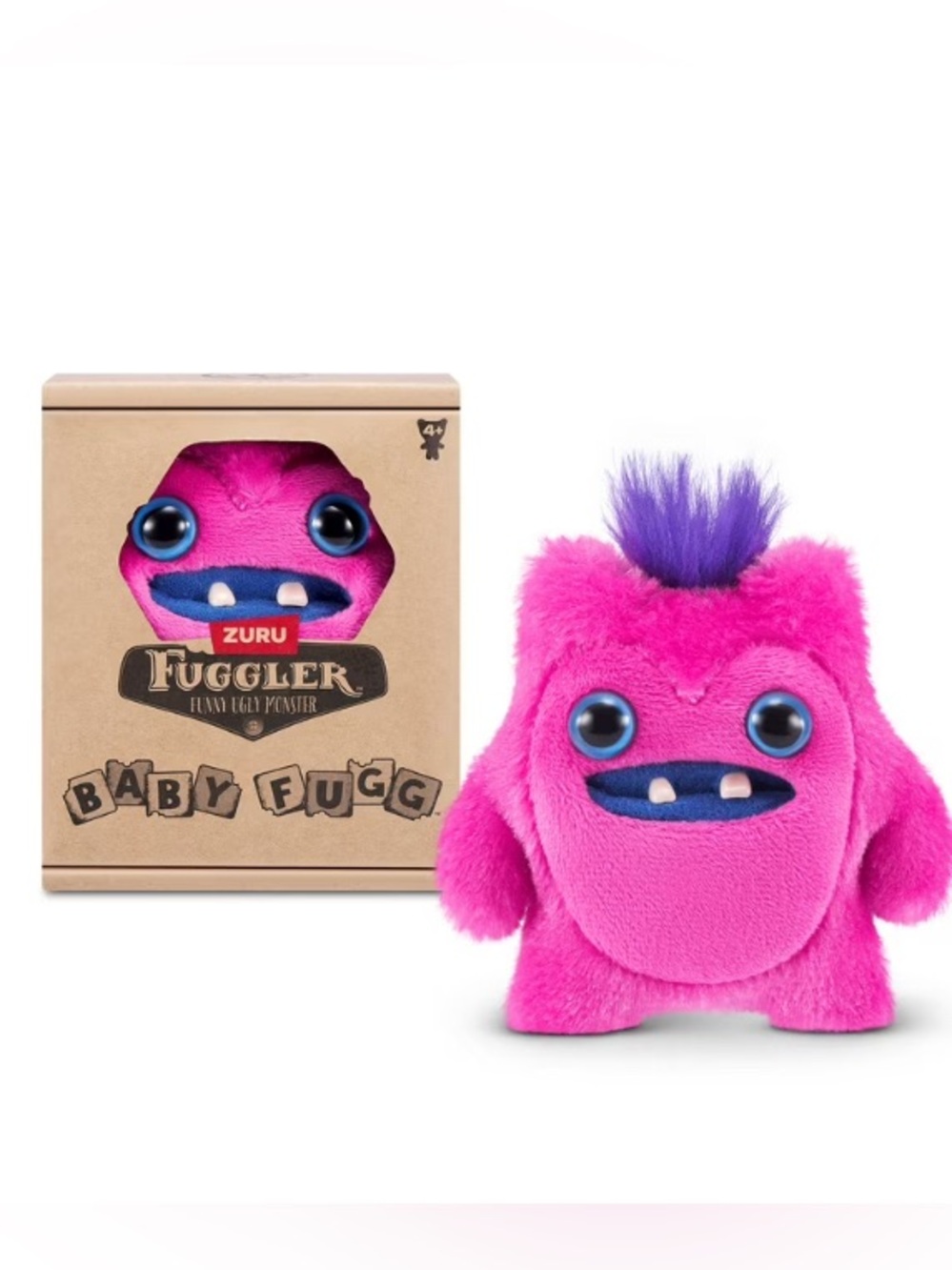 Baby Fugg - Mini Fuggler Plush Keychain Bag Charm - Greedy Grinner, pink, purple